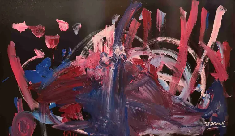 Tableau abstrait contemporain 201, 110 × 65 cm, finition laquée - Majuwa, Michèle Quil