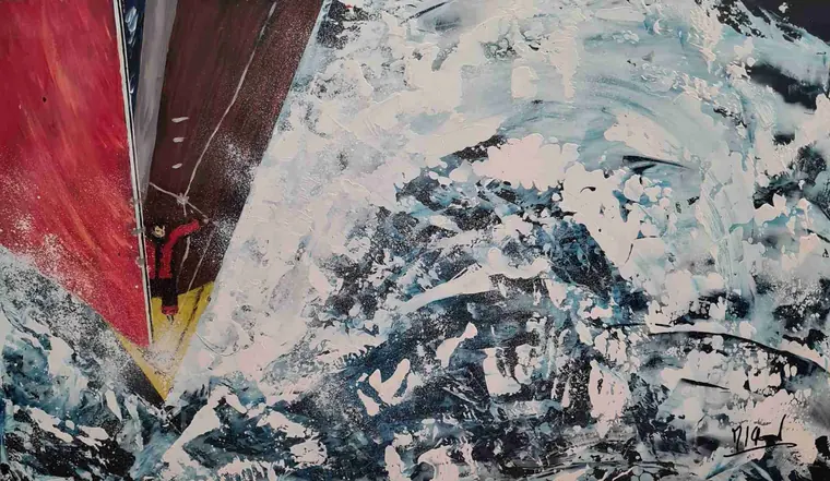 Tableau abstrait contemporain 205, 109 × 65 cm, finition laquée - Majuwa, Michèle Quil