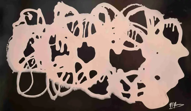 Tableau abstrait contemporain 206, 109 × 65 cm, finition laquée - Majuwa, Michèle Quil