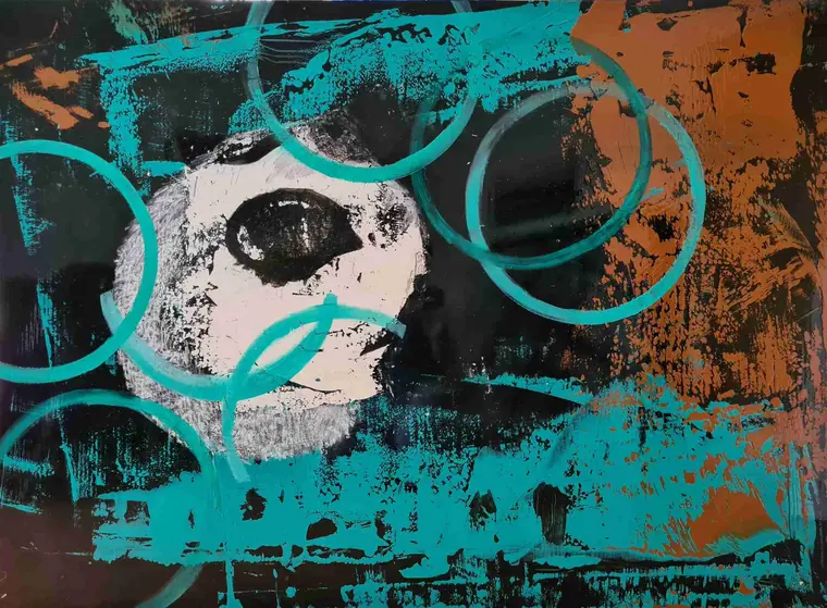 Tableau abstrait contemporain 207, 160 × 118 cm, finition laquée - Majuwa, Michèle Quil