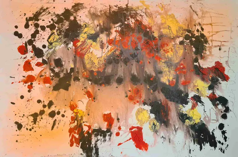 Tableau abstrait contemporain 208, 175 × 130 cm, finition laquée - Majuwa, Michèle Quil