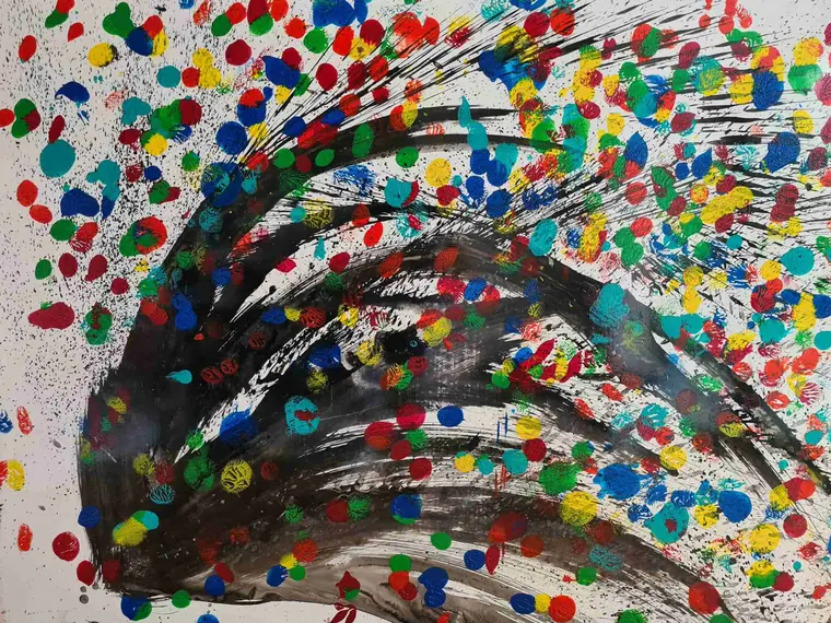 Tableau abstrait contemporain 211, 160 × 120 cm, finition laquée - Majuwa, Michèle Quil
