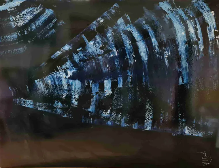 Tableau abstrait contemporain 215, 160 × 120 cm, finition laquée - Majuwa, Michèle Quil