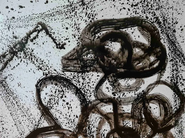 Tableau abstrait contemporain 220, 160 × 120 cm, finition laquée - Majuwa, Michèle Quil