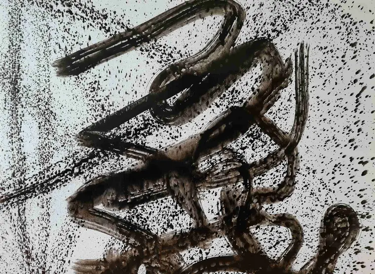 Tableau abstrait contemporain 222, 160 × 120 cm, finition laquée - Majuwa, Michèle Quil