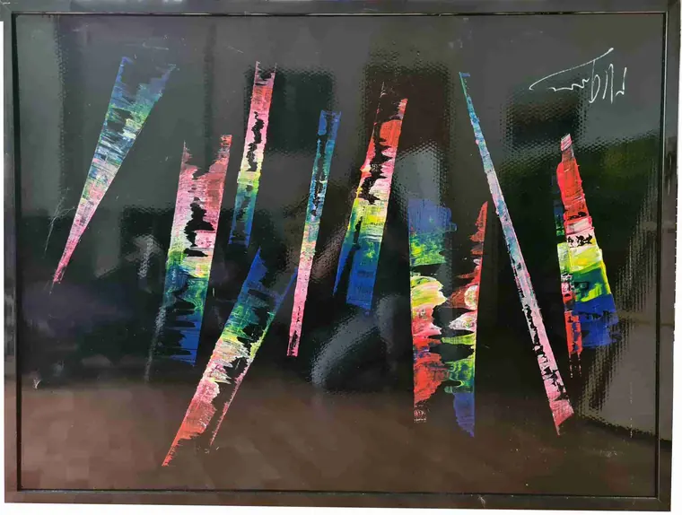 Tableau abstrait contemporain 224, 160 × 120 cm, finition laquée - Majuwa, Michèle Quil