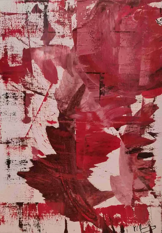Tableau abstrait contemporain 227, 60 × 67 cm, finition laquée - Majuwa, Michèle Quil