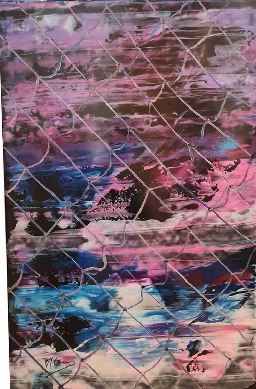 Tableau abstrait contemporain 228, 85 × 100 cm, finition laquée - Majuwa, Michèle Quil