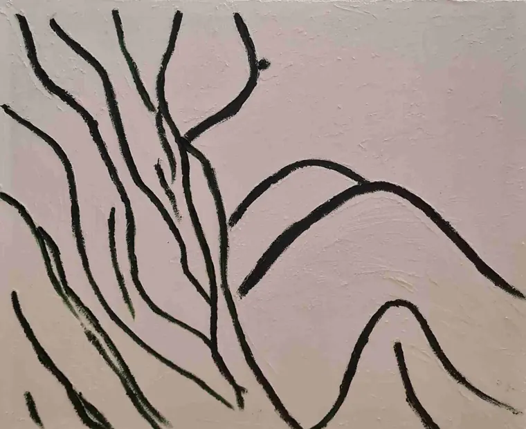 Tableau abstrait contemporain 229, 50 × 60 cm, finition laquée - Majuwa, Michèle Quil