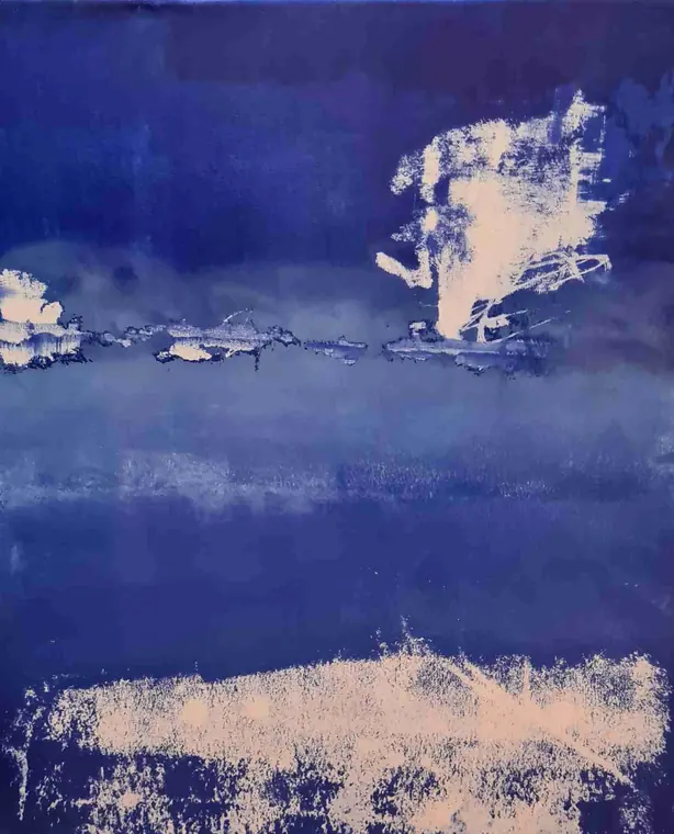 Tableau abstrait contemporain 231, 60 × 73 cm, finition laquée - Majuwa, Michèle Quil