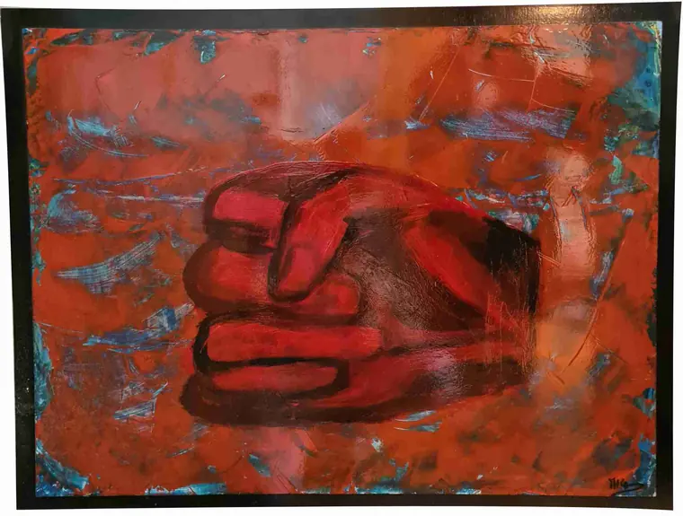 Tableau abstrait contemporain 233, 65 × 86 cm, finition laquée - Majuwa, Michèle Quil