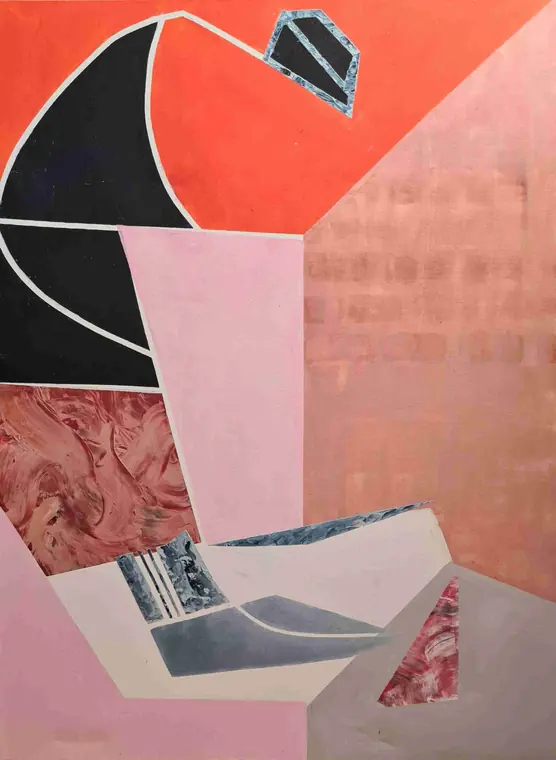 Tableau abstrait contemporain 235, 96 × 130 cm, finition laquée - Majuwa, Michèle Quil