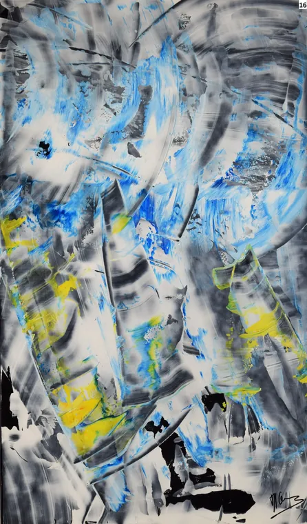 Tableau abstrait contemporain portrait - Majuwa (Michèle Quil), artiste peintre à Villers-lès-Nancy