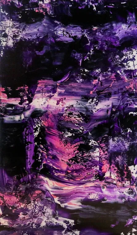 Tableau abstrait contemporain portrait - Majuwa (Michèle Quil), artiste peintre à Villers-lès-Nancy