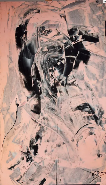 Tableau abstrait contemporain portrait - Majuwa (Michèle Quil), artiste peintre à Villers-lès-Nancy