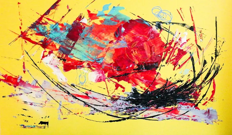 Tableau abstrait contemporain paysage - Majuwa (Michèle Quil), artiste peintre à Villers-lès-Nancy