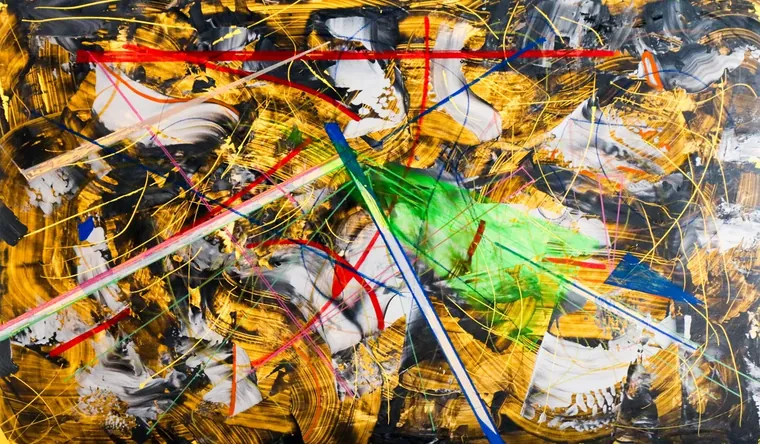 Tableau abstrait contemporain paysage - Majuwa (Michèle Quil), artiste peintre à Villers-lès-Nancy