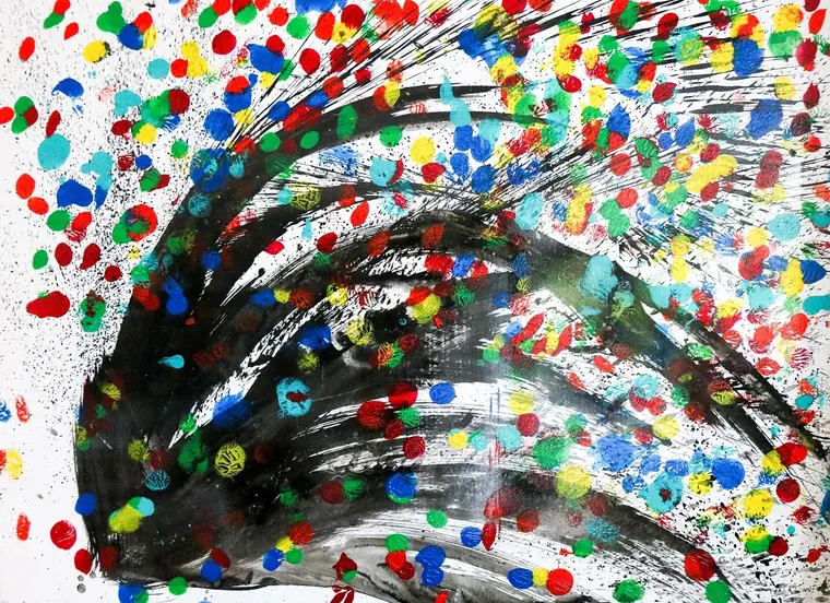 Tableau abstrait contemporain paysage - Majuwa (Michèle Quil), artiste peintre à Villers-lès-Nancy