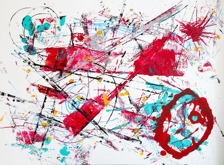 Tableau abstrait contemporain paysage - Majuwa (Michèle Quil), artiste peintre à Villers-lès-Nancy