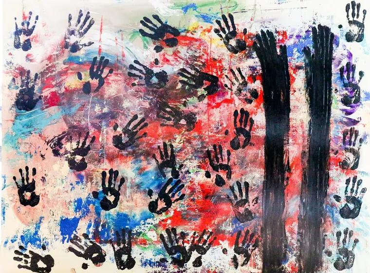 Tableau abstrait contemporain paysage - Majuwa (Michèle Quil), artiste peintre à Villers-lès-Nancy