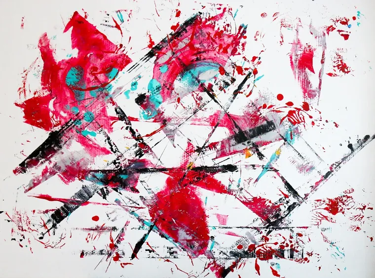 Tableau abstrait contemporain paysage - Majuwa (Michèle Quil), artiste peintre à Villers-lès-Nancy