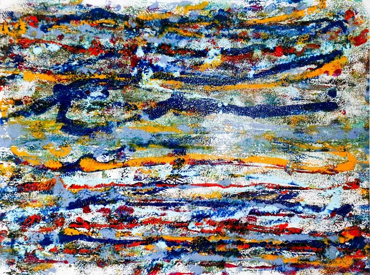 Tableau abstrait contemporain paysage - Majuwa (Michèle Quil), artiste peintre à Villers-lès-Nancy