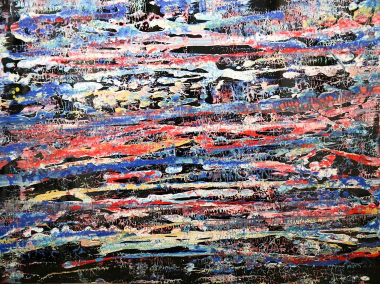 Tableau abstrait contemporain paysage - Majuwa (Michèle Quil), artiste peintre à Villers-lès-Nancy