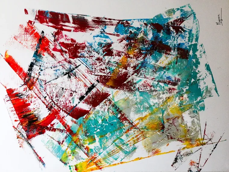 Tableau abstrait contemporain paysage - Majuwa (Michèle Quil), artiste peintre à Villers-lès-Nancy