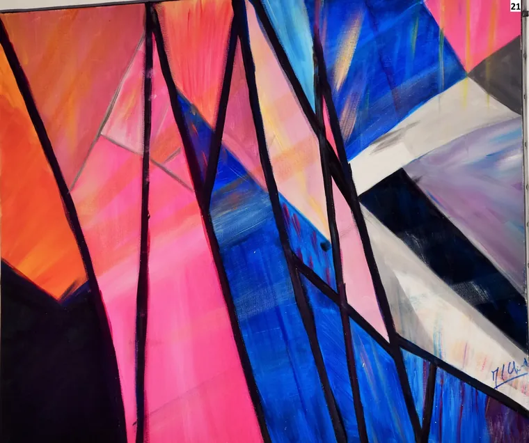 Tableau abstrait contemporain paysage - Majuwa (Michèle Quil), artiste peintre à Villers-lès-Nancy
