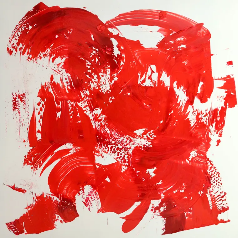 Tableau abstrait contemporain carré - Majuwa (Michèle Quil), artiste peintre à Villers-lès-Nancy