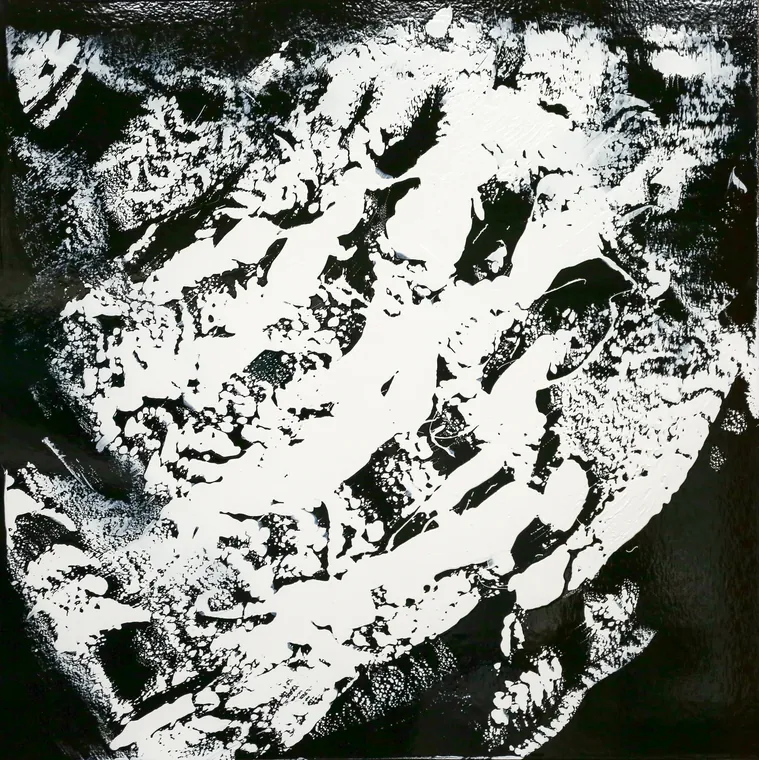 Tableau abstrait contemporain carré - Majuwa (Michèle Quil), artiste peintre à Villers-lès-Nancy