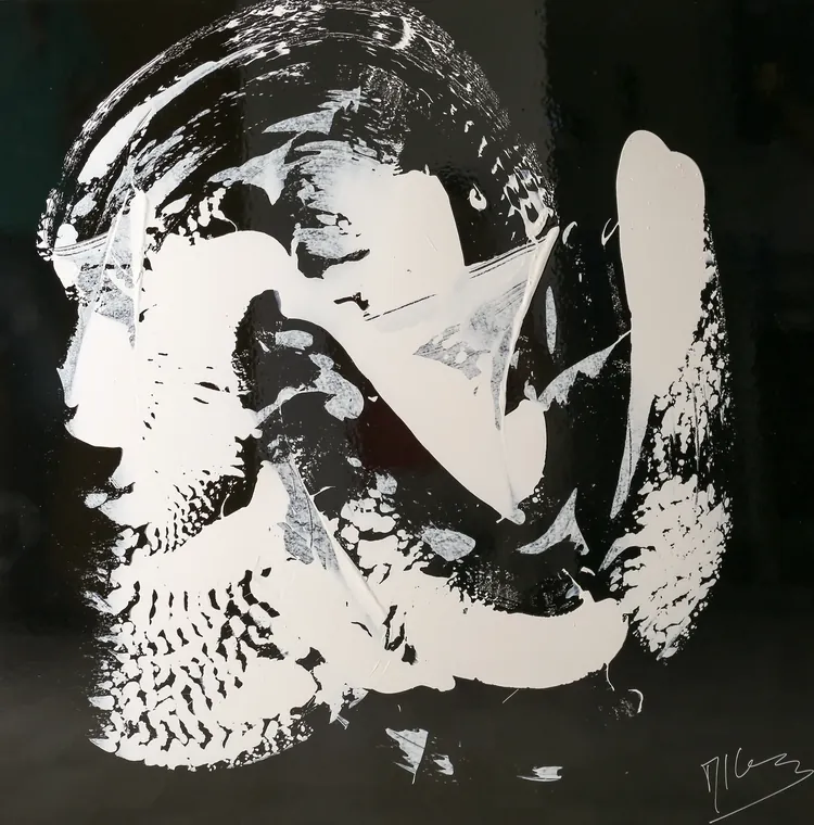 Tableau abstrait contemporain carré - Majuwa (Michèle Quil), artiste peintre à Villers-lès-Nancy
