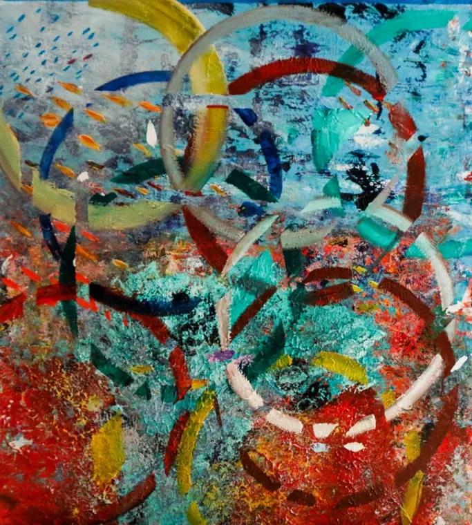 Tableau abstrait contemporain portrait - Majuwa (Michèle Quil), artiste peintre à Villers-lès-Nancy