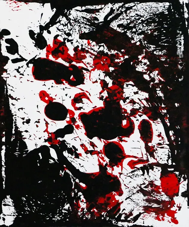 Tableau abstrait contemporain portrait - Majuwa (Michèle Quil), artiste peintre à Villers-lès-Nancy