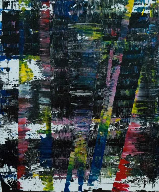Tableau abstrait contemporain portrait - Majuwa (Michèle Quil), artiste peintre à Villers-lès-Nancy