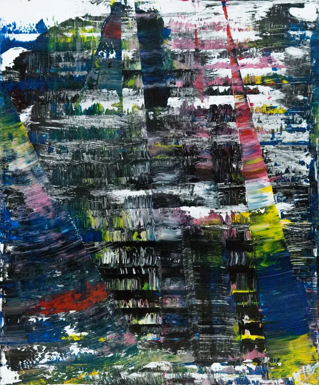 Tableau abstrait contemporain portrait - Majuwa (Michèle Quil), artiste peintre à Villers-lès-Nancy