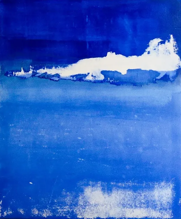 Tableau abstrait contemporain portrait - Majuwa (Michèle Quil), artiste peintre à Villers-lès-Nancy