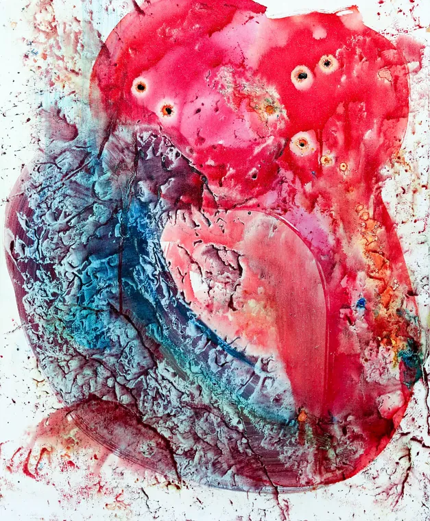 Tableau abstrait contemporain portrait - Majuwa (Michèle Quil), artiste peintre à Villers-lès-Nancy