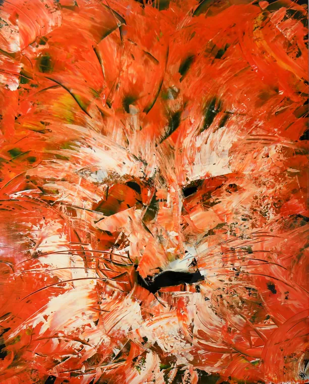 Tableau abstrait contemporain portrait - Majuwa (Michèle Quil), artiste peintre à Villers-lès-Nancy