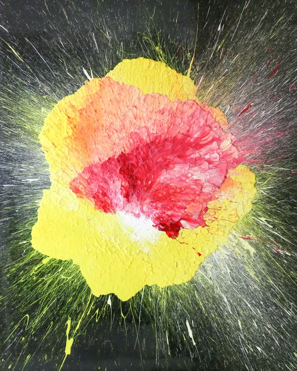 Tableau abstrait contemporain portrait - Majuwa (Michèle Quil), artiste peintre à Villers-lès-Nancy