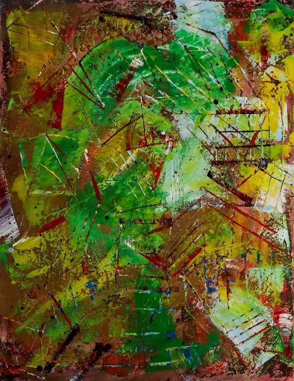 Tableau abstrait contemporain portrait - Majuwa (Michèle Quil), artiste peintre à Villers-lès-Nancy
