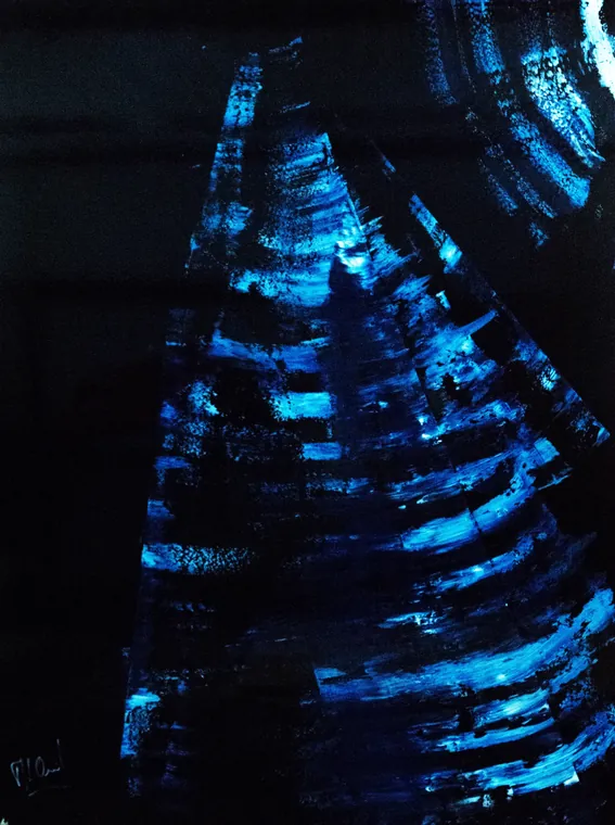 Tableau abstrait contemporain portrait - Majuwa (Michèle Quil), artiste peintre à Villers-lès-Nancy