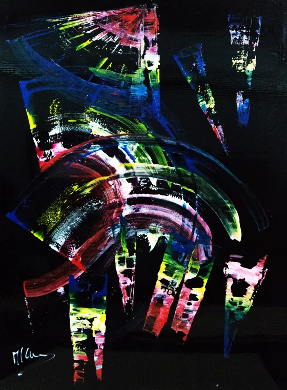 Tableau abstrait contemporain portrait - Majuwa (Michèle Quil), artiste peintre à Villers-lès-Nancy
