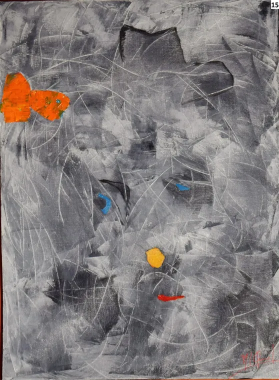Tableau abstrait contemporain portrait - Majuwa (Michèle Quil), artiste peintre à Villers-lès-Nancy