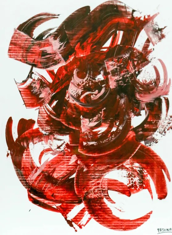 Tableau abstrait contemporain portrait - Majuwa (Michèle Quil), artiste peintre à Villers-lès-Nancy