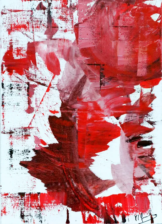 Tableau abstrait contemporain portrait - Majuwa (Michèle Quil), artiste peintre à Villers-lès-Nancy