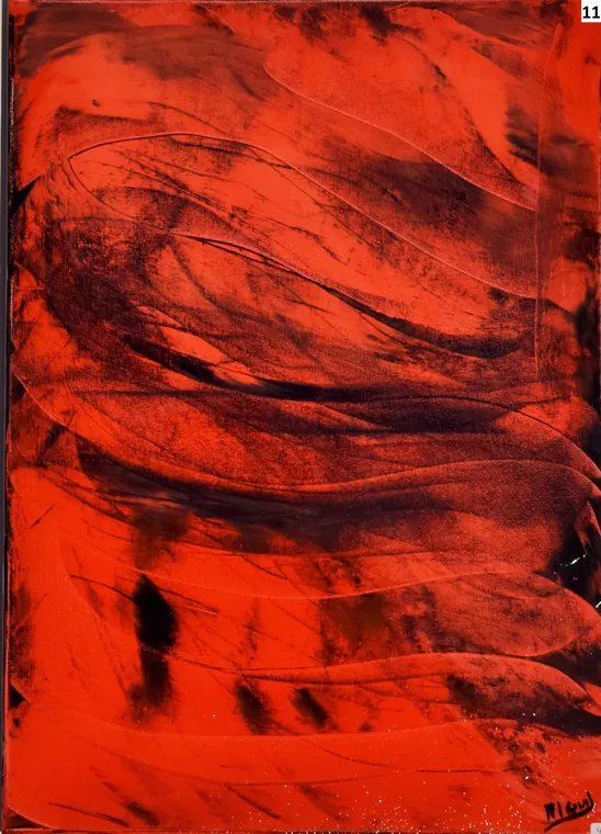Tableau abstrait contemporain portrait - Majuwa (Michèle Quil), artiste peintre à Villers-lès-Nancy