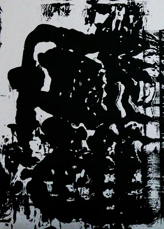 Tableau abstrait contemporain portrait - Majuwa (Michèle Quil), artiste peintre à Villers-lès-Nancy