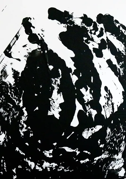 Tableau abstrait contemporain portrait - Majuwa (Michèle Quil), artiste peintre à Villers-lès-Nancy