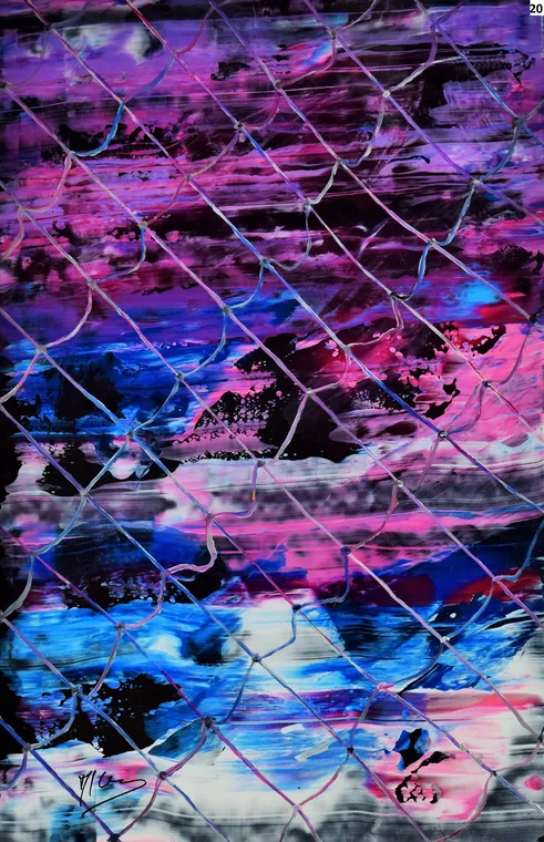 Tableau abstrait contemporain portrait - Majuwa (Michèle Quil), artiste peintre à Villers-lès-Nancy